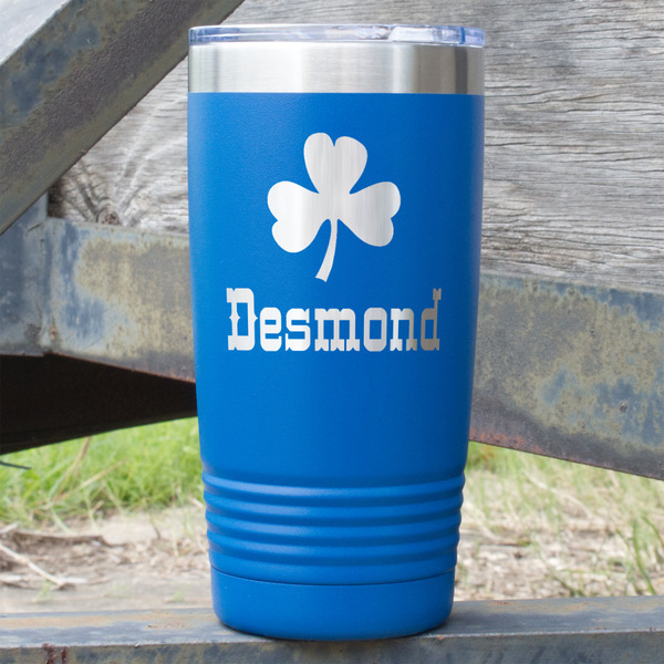 Custom St. Patrick's Day 20 oz Stainless Steel Tumbler - Royal Blue - Double Sided (Personalized)