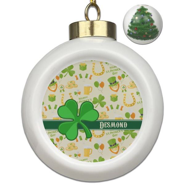 Custom St. Patrick's Day Ceramic Ball Ornament - Christmas Tree (Personalized)