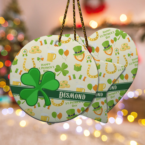 Custom St. Patrick's Day Ceramic Ornament w/ Name or Text