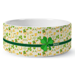 St. Patrick's Day Ceramic Dog Bowl - Large (Personalized)