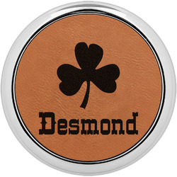 St. Patrick's Day Leatherette Round Coaster w/ Silver Edge (Personalized)