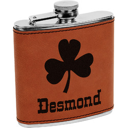 St. Patrick's Day Leatherette Wrapped Stainless Steel Flask (Personalized)