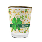 St. Patrick's Day Glass Shot Glass - 1.5 oz - with Gold Rim - Single (Personalized)