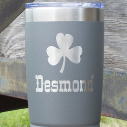 St. Patrick's Day 20 oz Stainless Steel Tumbler - Grey - Double Sided (Personalized)