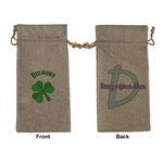 St. Patrick's Day Large Burlap Gift Bag - Front & Back (Personalized)