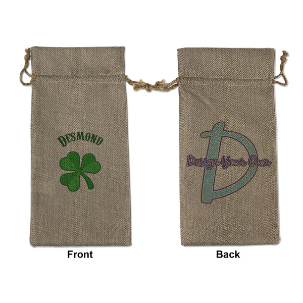 Custom St. Patrick's Day Large Burlap Gift Bag - Front & Back (Personalized)