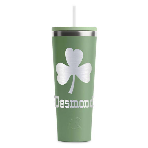 Custom St. Patrick's Day RTIC Everyday Tumbler with Straw - 28oz - Light Green - Double-Sided (Personalized)