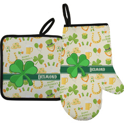 St. Patrick's Day Right Oven Mitt & Pot Holder Set w/ Name or Text