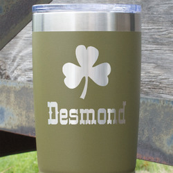 St. Patrick's Day 20 oz Stainless Steel Tumbler - Olive - Double Sided (Personalized)