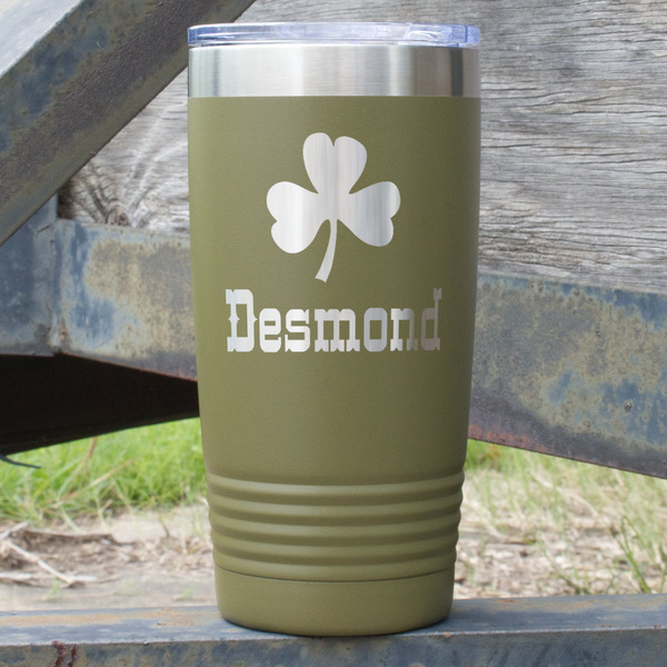 Custom St. Patrick's Day 20 oz Stainless Steel Tumbler - Olive - Double Sided (Personalized)