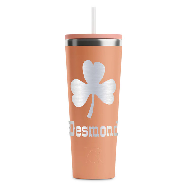 Custom St. Patrick's Day RTIC Everyday Tumbler with Straw - 28oz - Peach - Double-Sided (Personalized)