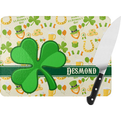 St. Patrick's Day Rectangular Glass Cutting Board - Large - 15.25"x11.25" w/ Name or Text