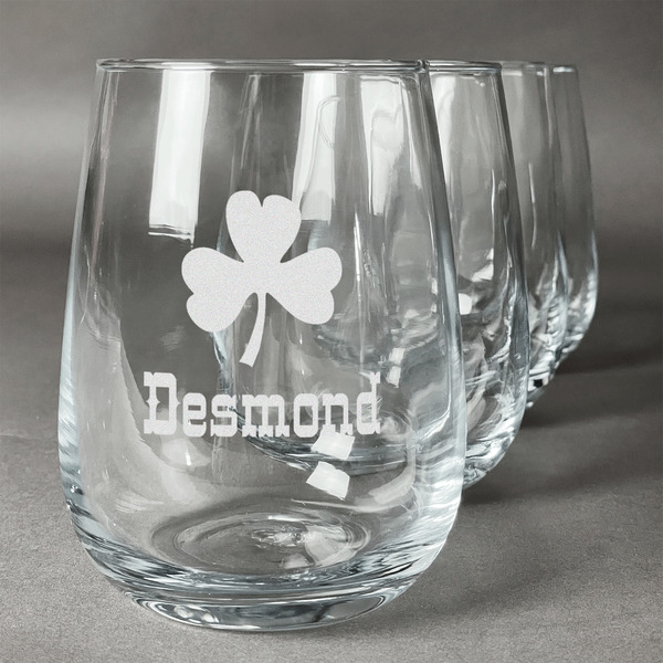 Custom St. Patrick's Day Stemless Wine Glasses (Set of 4) (Personalized)