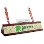 St. Patrick's Day Red Mahogany Nameplate with Business Card Holder (Personalized)