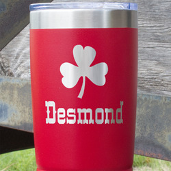 St. Patrick's Day 20 oz Stainless Steel Tumbler - Red - Double Sided (Personalized)