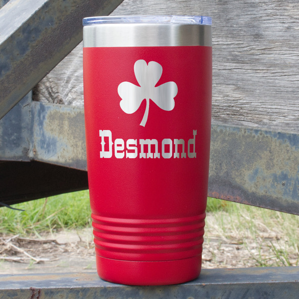 Custom St. Patrick's Day 20 oz Stainless Steel Tumbler - Red - Double Sided (Personalized)