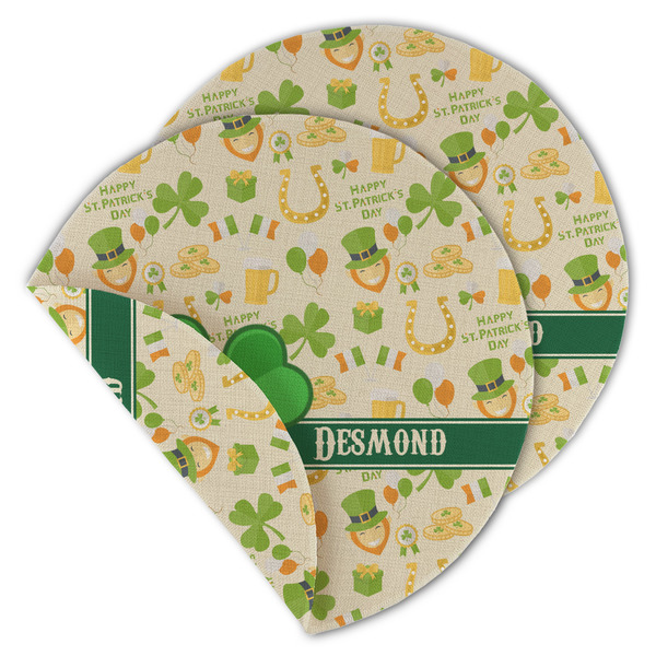 Custom St. Patrick's Day Round Linen Placemat - Double Sided - Set of 4 (Personalized)