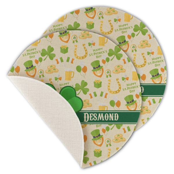 Custom St. Patrick's Day Round Linen Placemat - Single Sided - Set of 4 (Personalized)