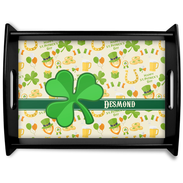 Custom St. Patrick's Day Black Wooden Tray - Large (Personalized)