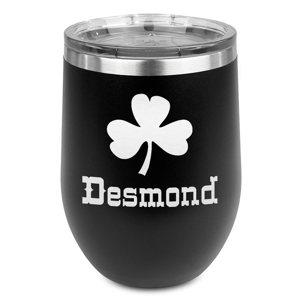 Custom St. Patrick's Day Stemless Stainless Steel Wine Tumbler - Black - Double Sided (Personalized)