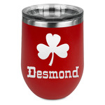 St. Patrick's Day Stemless Stainless Steel Wine Tumbler - Red - Double Sided (Personalized)