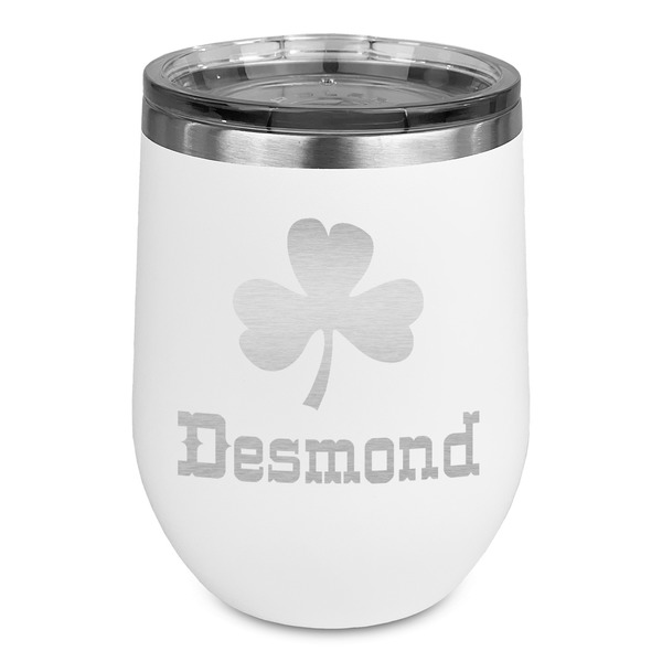 Custom St. Patrick's Day Stemless Stainless Steel Wine Tumbler - White - Double Sided (Personalized)