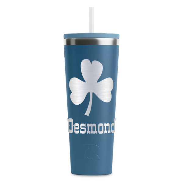 Custom St. Patrick's Day RTIC Everyday Tumbler with Straw - 28oz - Steel Blue - Double-Sided (Personalized)