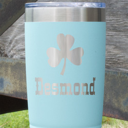 St. Patrick's Day 20 oz Stainless Steel Tumbler - Teal - Single Sided (Personalized)