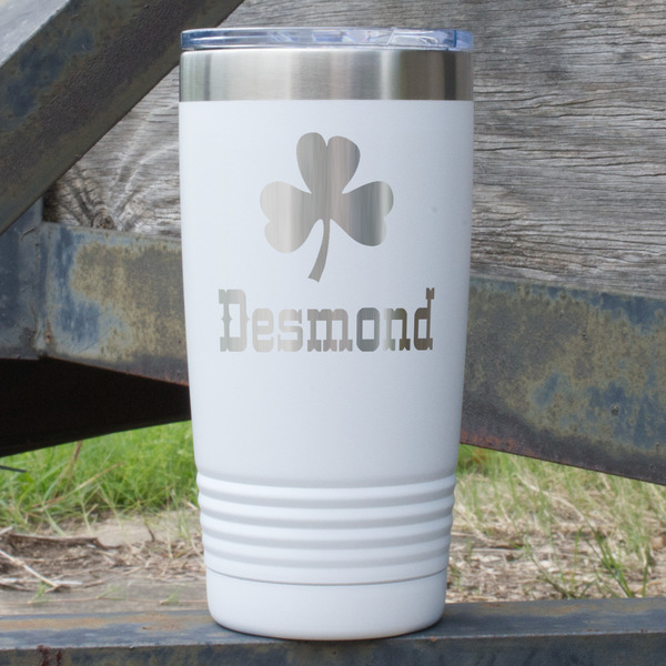 Custom St. Patrick's Day 20 oz Stainless Steel Tumbler - White - Double Sided (Personalized)