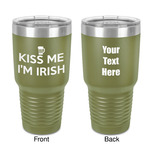 Kiss Me I'm Irish 30 oz Stainless Steel Tumbler - Olive - Double-Sided