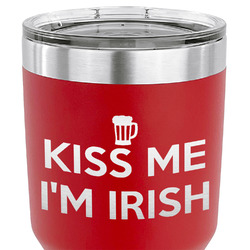 Kiss Me I'm Irish 30 oz Stainless Steel Tumbler - Red - Double Sided