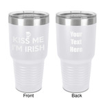 Kiss Me I'm Irish 30 oz Stainless Steel Tumbler - White - Double-Sided