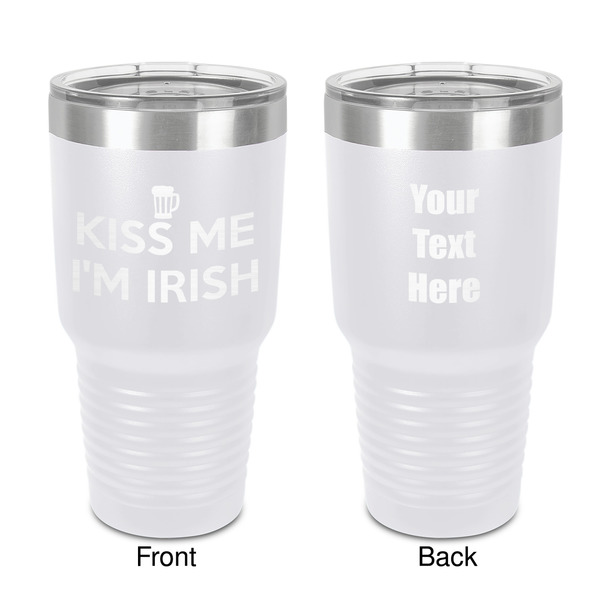 Custom Kiss Me I'm Irish 30 oz Stainless Steel Tumbler - White - Double-Sided