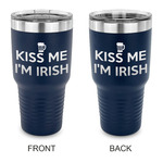 Kiss Me I'm Irish 30 oz Stainless Steel Tumbler - Navy - Double Sided