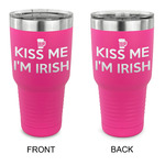 Kiss Me I'm Irish 30 oz Stainless Steel Tumbler - Pink - Double Sided