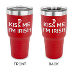 Kiss Me I'm Irish 30 oz Stainless Steel Tumbler - Red - Double Sided