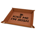 Kiss Me I'm Irish Faux Leather Dice Tray - 9" x 9" - Rawhide