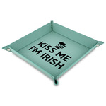 Kiss Me I'm Irish Faux Leather Dice Tray - 9" x 9"  - Teal