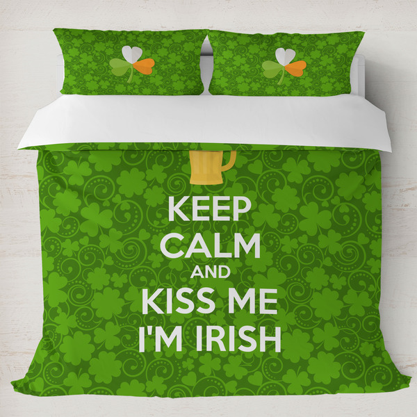 Custom Kiss Me I'm Irish Duvet Cover Set - King (Personalized)