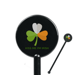 Kiss Me I'm Irish 5.5" Round Plastic Stir Sticks - Black - Double Sided