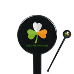 Kiss Me I'm Irish 7" Round Plastic Stir Sticks - Black - Double Sided