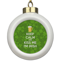 Kiss Me I'm Irish Ceramic Ball Ornament