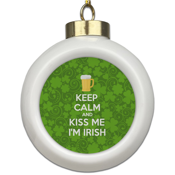 Custom Kiss Me I'm Irish Ceramic Ball Ornament