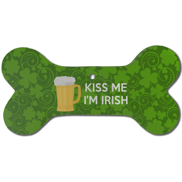 Custom Kiss Me I'm Irish Ceramic Dog Ornament - Front