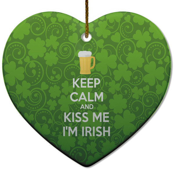 Custom Kiss Me I'm Irish Heart Ceramic Ornament