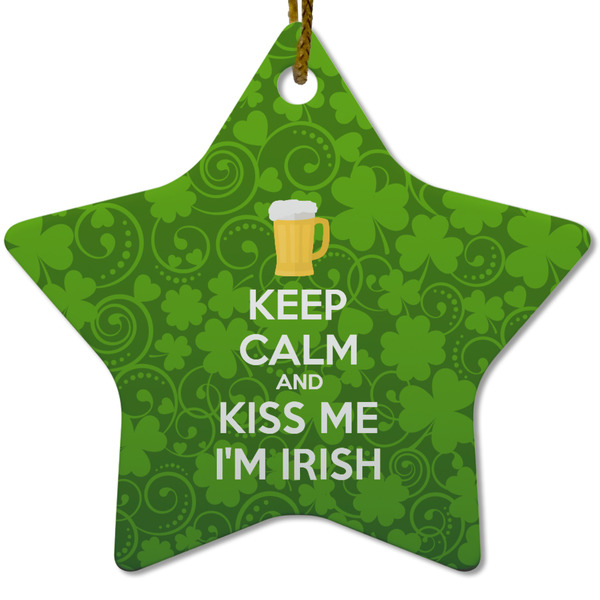 Custom Kiss Me I'm Irish Star Ceramic Ornament