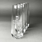 Kiss Me I'm Irish Champagne Flute - Stemless Engraved - Set of 4