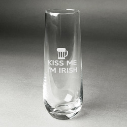 Kiss Me I'm Irish Champagne Flute - Stemless Engraved