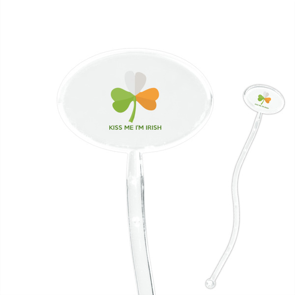 Custom Kiss Me I'm Irish 7" Oval Plastic Stir Sticks - Clear