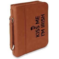 Kiss Me I'm Irish Leatherette Bible Cover with Handle & Zipper - Large - Double Sided (Personalized)